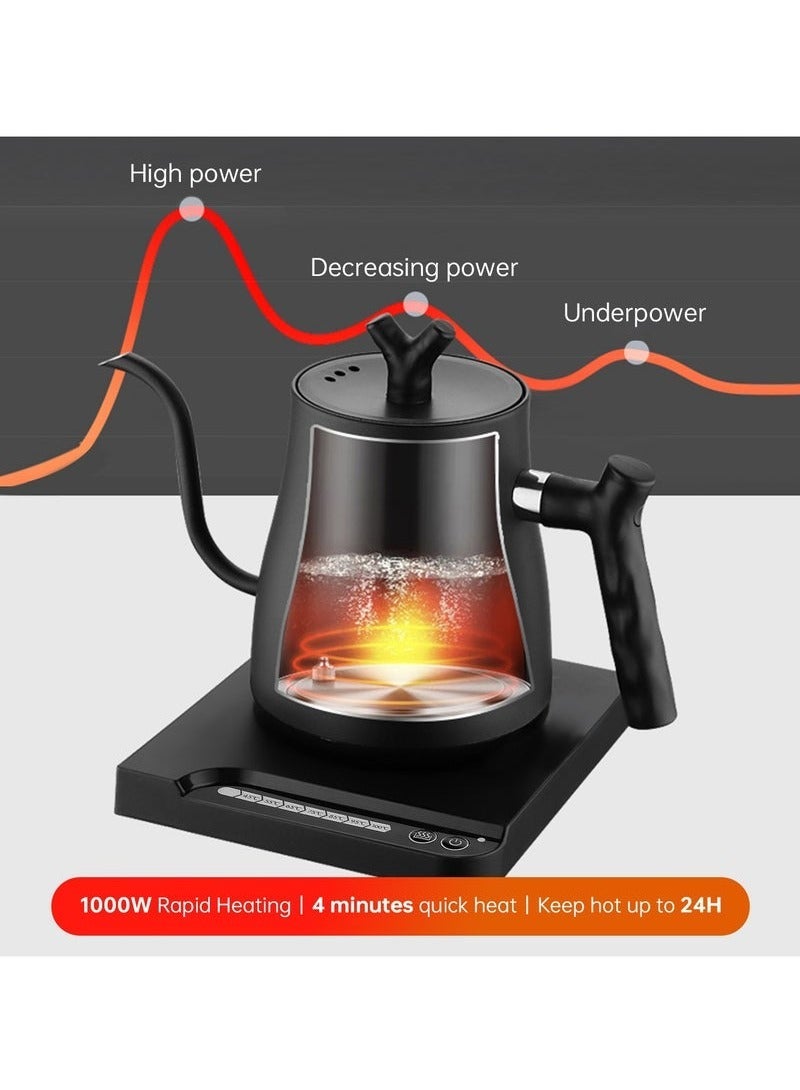 DSP Electric Gooseneck Kettle 1000ML 1000W Power with MultipleTemperature Settings Suitable for Hand Pour Kettle and Tea 304 Stainless Steel with Size 02 V60 Coffee Paper Filter White 20pcs for Home Office Restaurant - Image 2